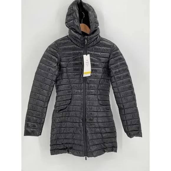 Lululemon Pack It Down Shine Jacket Long Women’s Size 2 Black Hooded New Winter - Picture 1 of 12